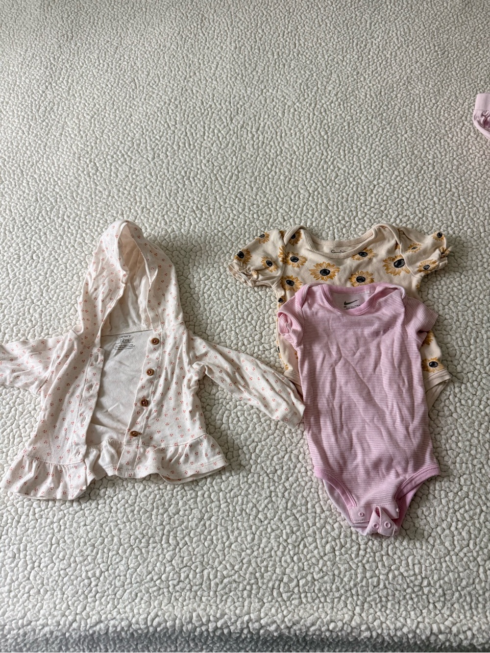 Carter's Pink Ribbed One-Piece Bodysuit with Floral and Hooded Layering Pieces